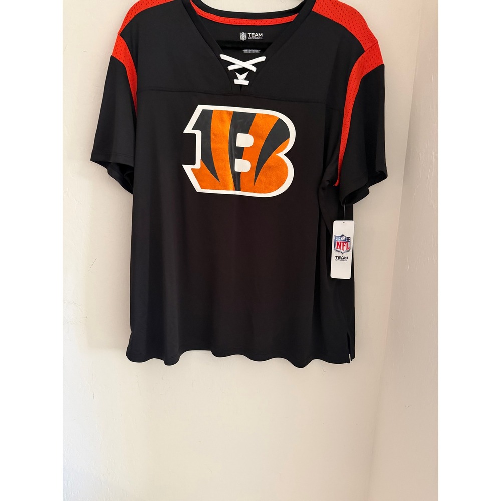Women's NFL Team Apparel Cincinnati Bengals Lace Up Jersey Top Size 2XL-NWT